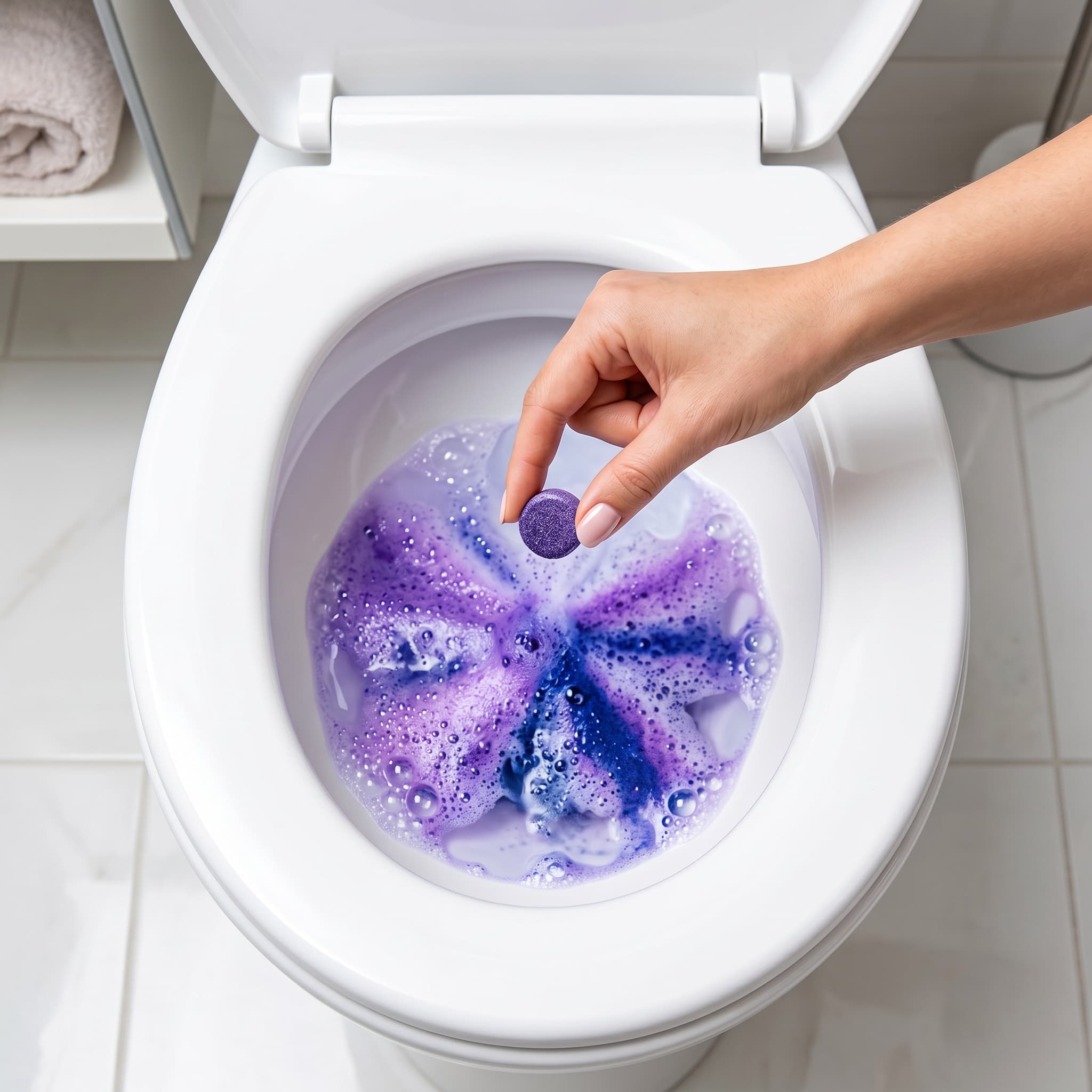 La schiuma FizzClean che si dissolve nel water